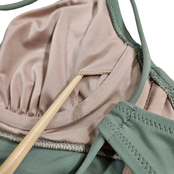 Shade & Shore Underwire Longline Cutout Strappy Bikini Top, Sage Green, 32C - Picture 9 of 13